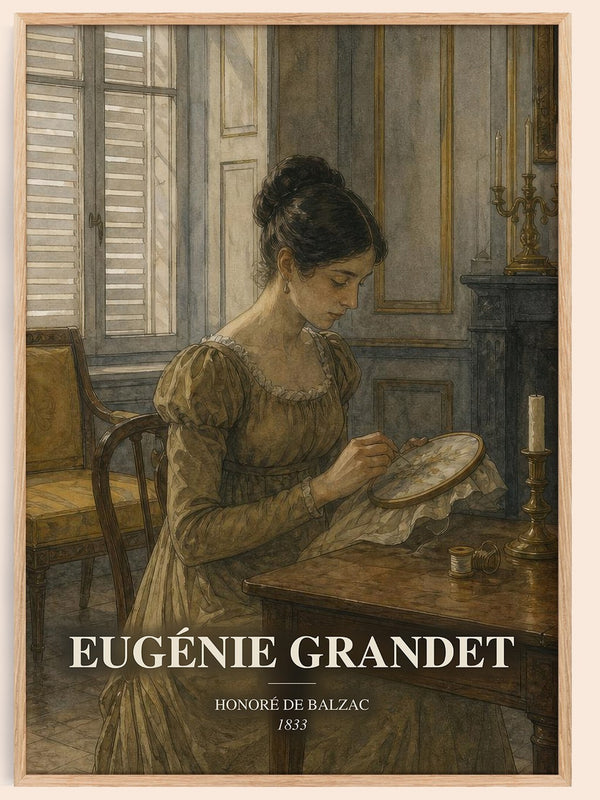 Eugénie Grandet watercolour book poster by Honoré de Balzac – framed literary art print