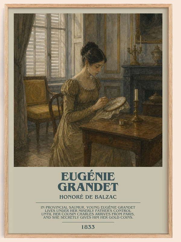 Eugénie Grandet bookish book poster by Honoré de Balzac – framed literary art print