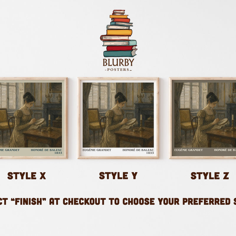 Eugénie Grandet literary print in frame leaning in hallway – classic literature wall art