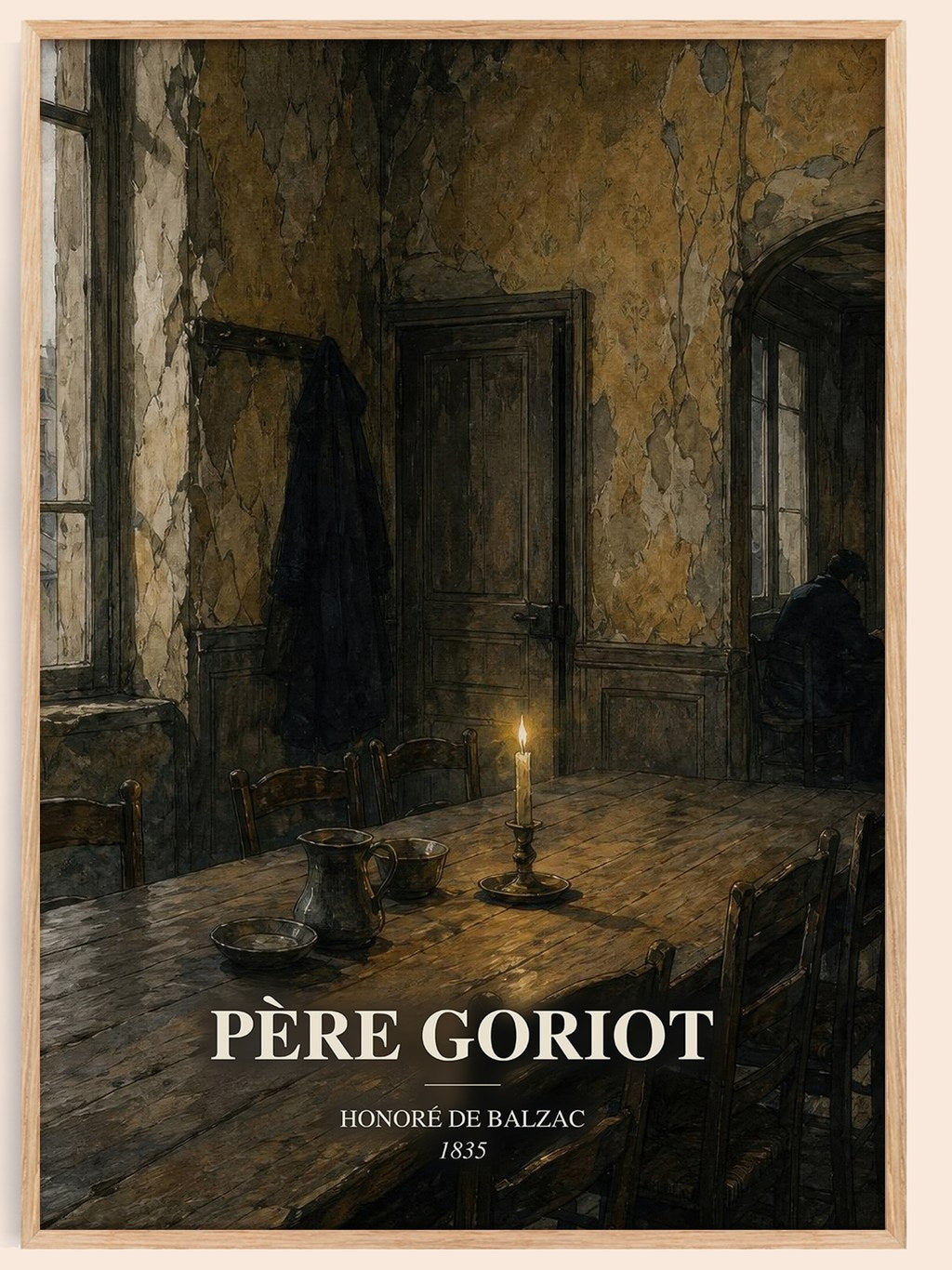 Père Goriot watercolour book poster by Honoré de Balzac – framed literary art print