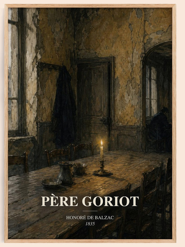 Père Goriot watercolour book poster by Honoré de Balzac – framed literary art print