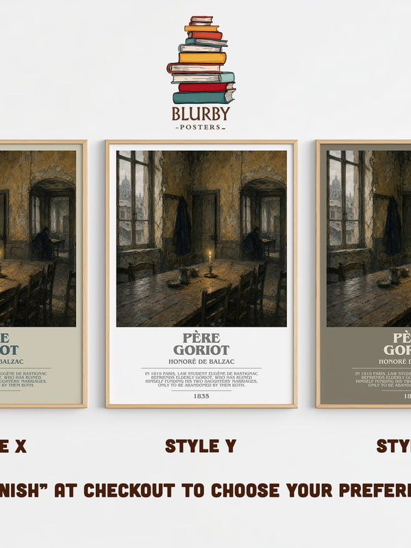 Père Goriot bookish print in frame leaning in hallway – classic literature wall art