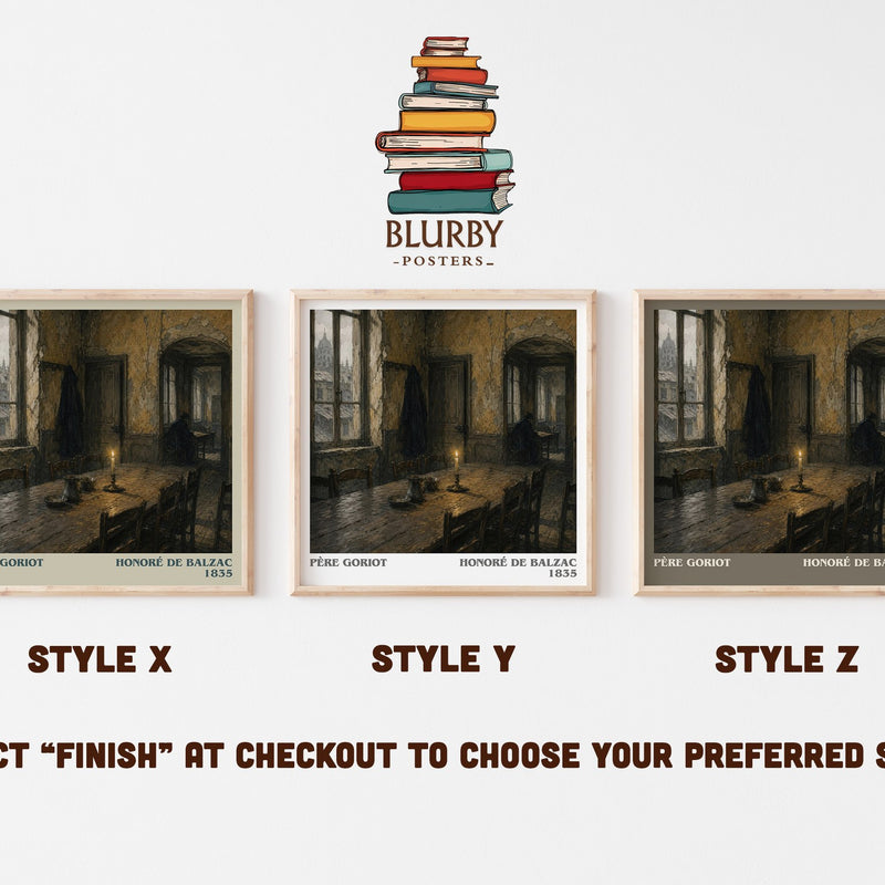 Père Goriot literary print in frame leaning in hallway – classic literature wall art