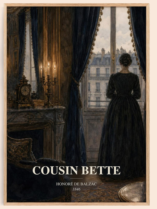 Cousin Bette watercolour book poster by Honoré de Balzac – framed literary art print