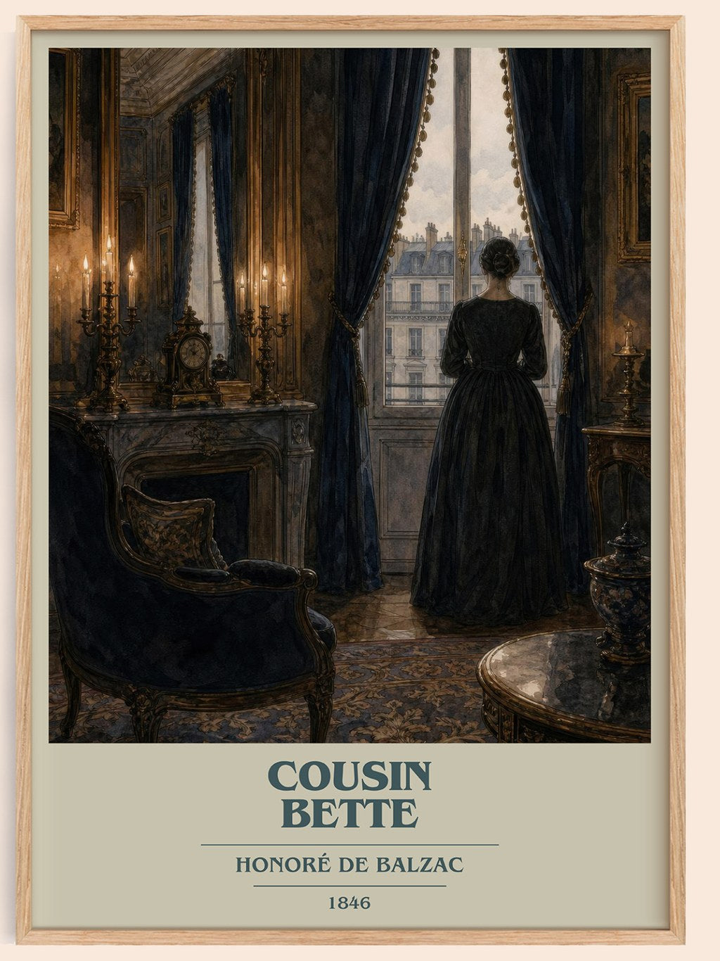 Cousin Bette book cover book poster by Honoré de Balzac – framed literary art print