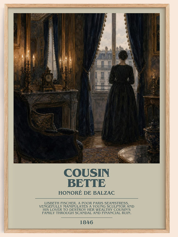 Cousin Bette bookish book poster by Honoré de Balzac – framed literary art print
