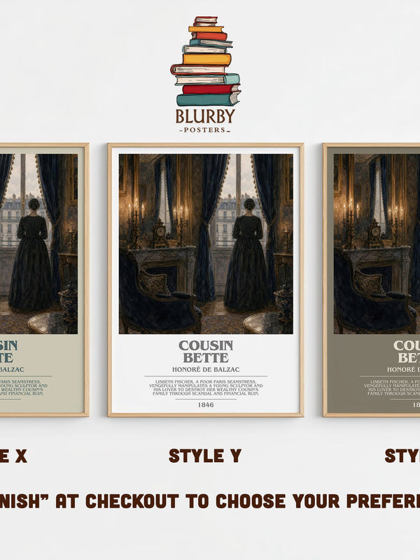 Cousin Bette bookish print in frame leaning in hallway – classic literature wall art