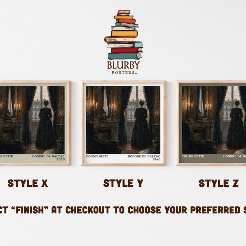 Cousin Bette literary print in frame leaning in hallway – classic literature wall art