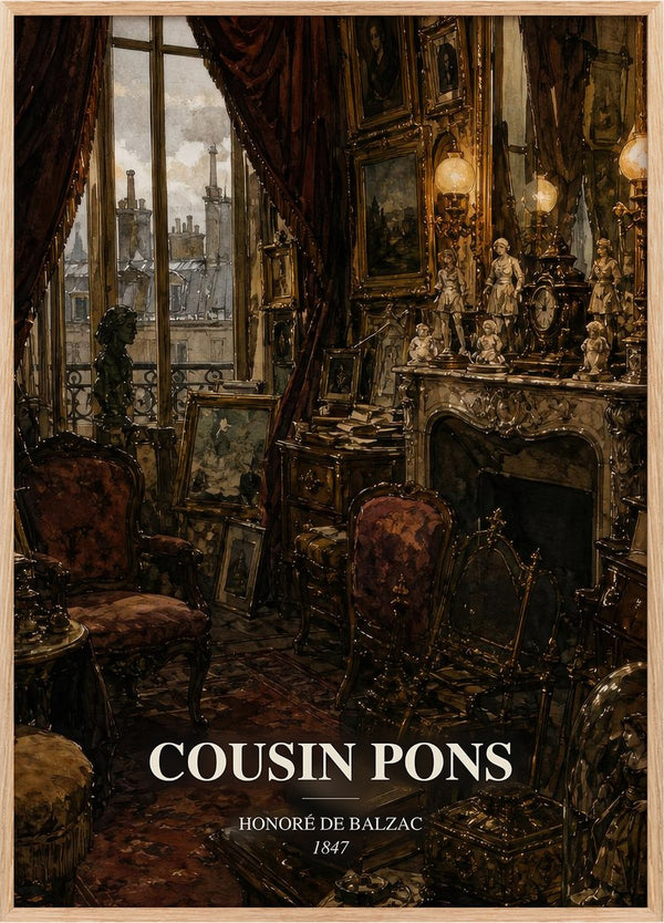 Cousin Pons Book Watercolour Illustration by Honoré de Balzac