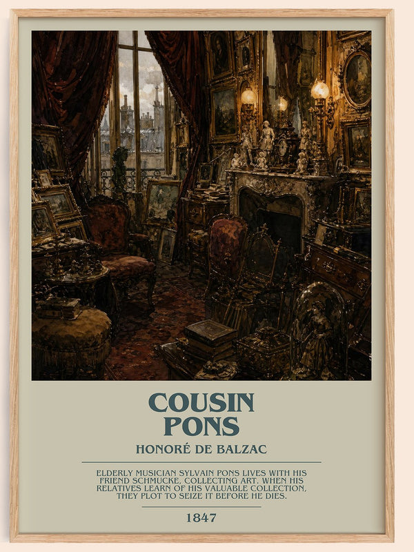 Cousin Pons bookish book poster by Honoré de Balzac – framed literary art print
