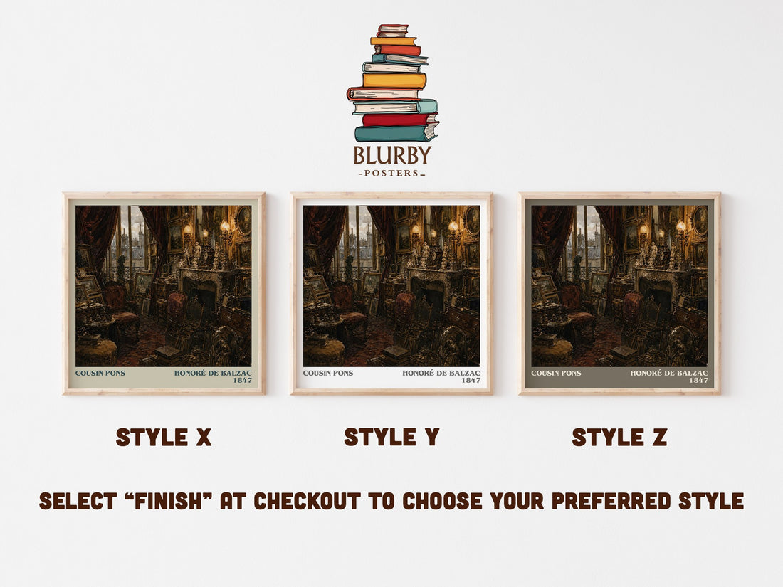 Cousin Pons literary print in frame leaning in hallway – classic literature wall art (mockup)