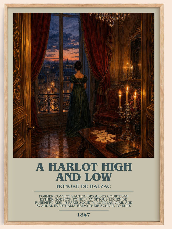 A Harlot High and Low bookish book poster by Honoré de Balzac – framed literary art print