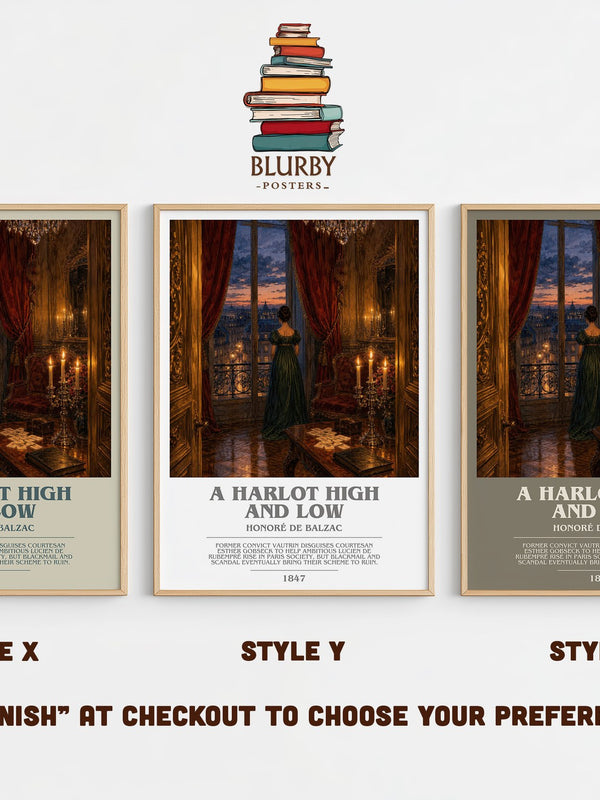 A Harlot High and Low bookish print in frame leaning in hallway – classic literature wall art