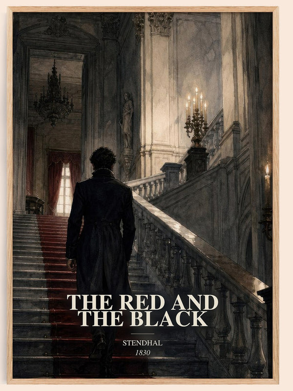 The Red and the Black watercolour book poster by Stendhal – framed literary art print