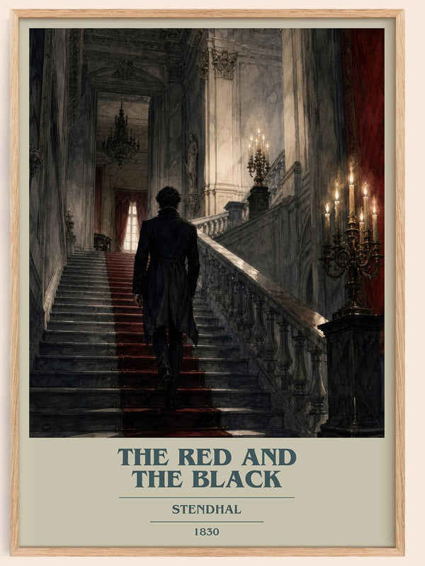 The Red and the Black book cover book poster by Stendhal – framed literary art print