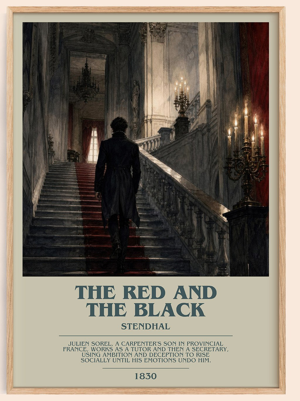 The Red and the Black bookish book poster by Stendhal – framed literary art print