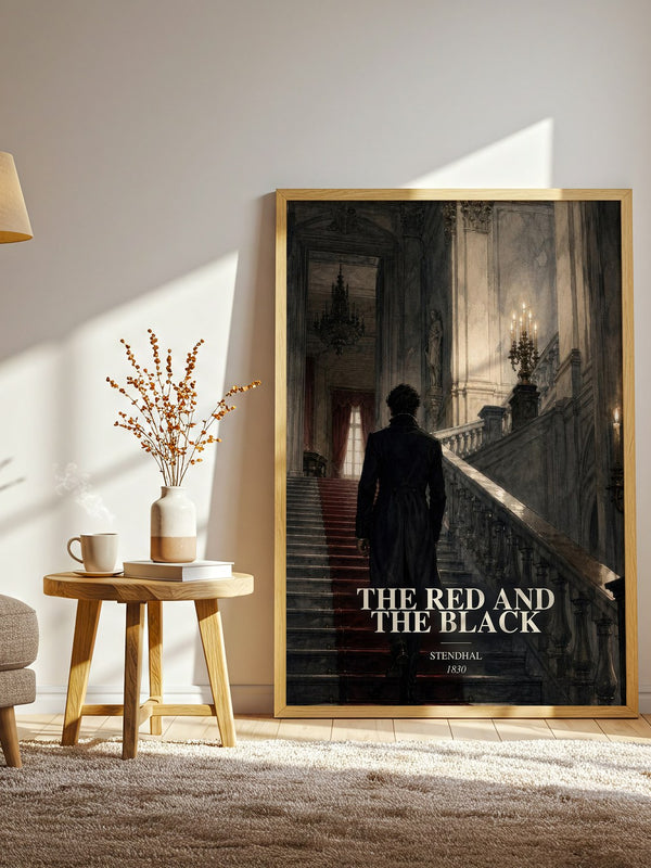 The Red and the Black watercolour print in frame leaning in hallway – classic literature wall art