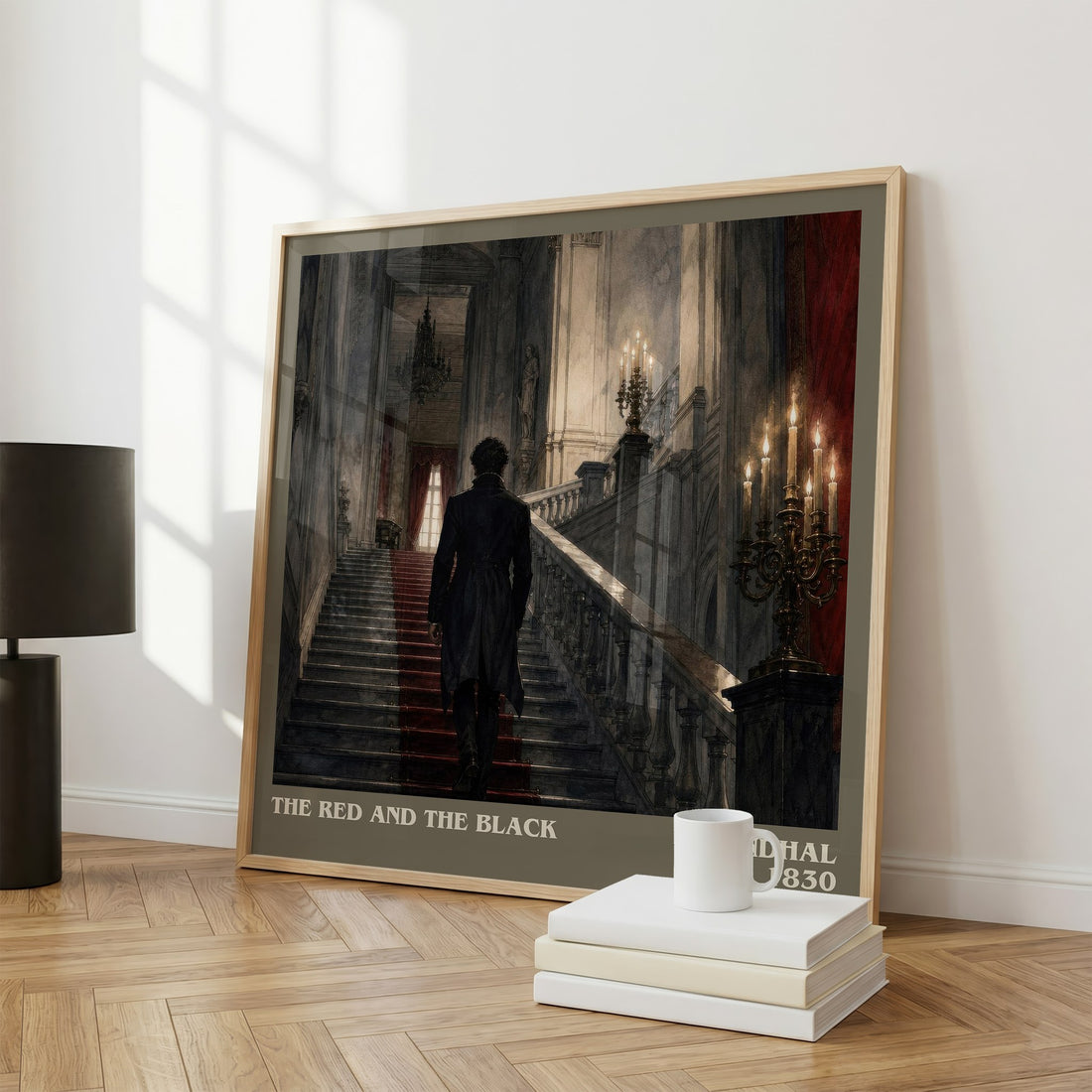 The Red and the Black literary print framed by window – literary home decor