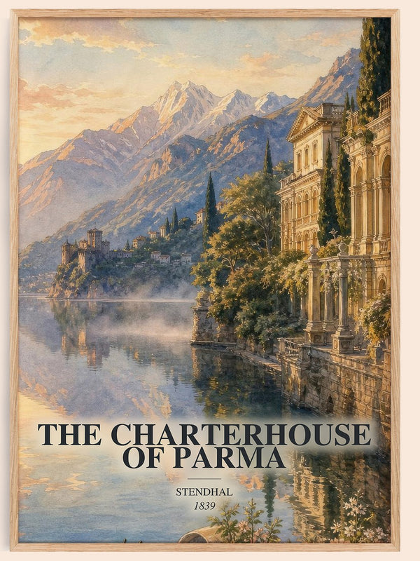 The Charterhouse of Parma watercolour book poster by Stendhal – framed literary art print