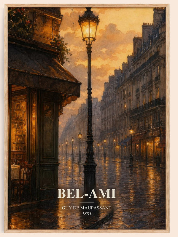 Bel-Ami watercolour book poster by Guy de Maupassant – framed literary art print