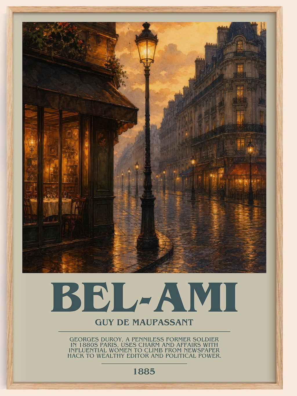 Bel-Ami bookish book poster by Guy de Maupassant – framed literary art print