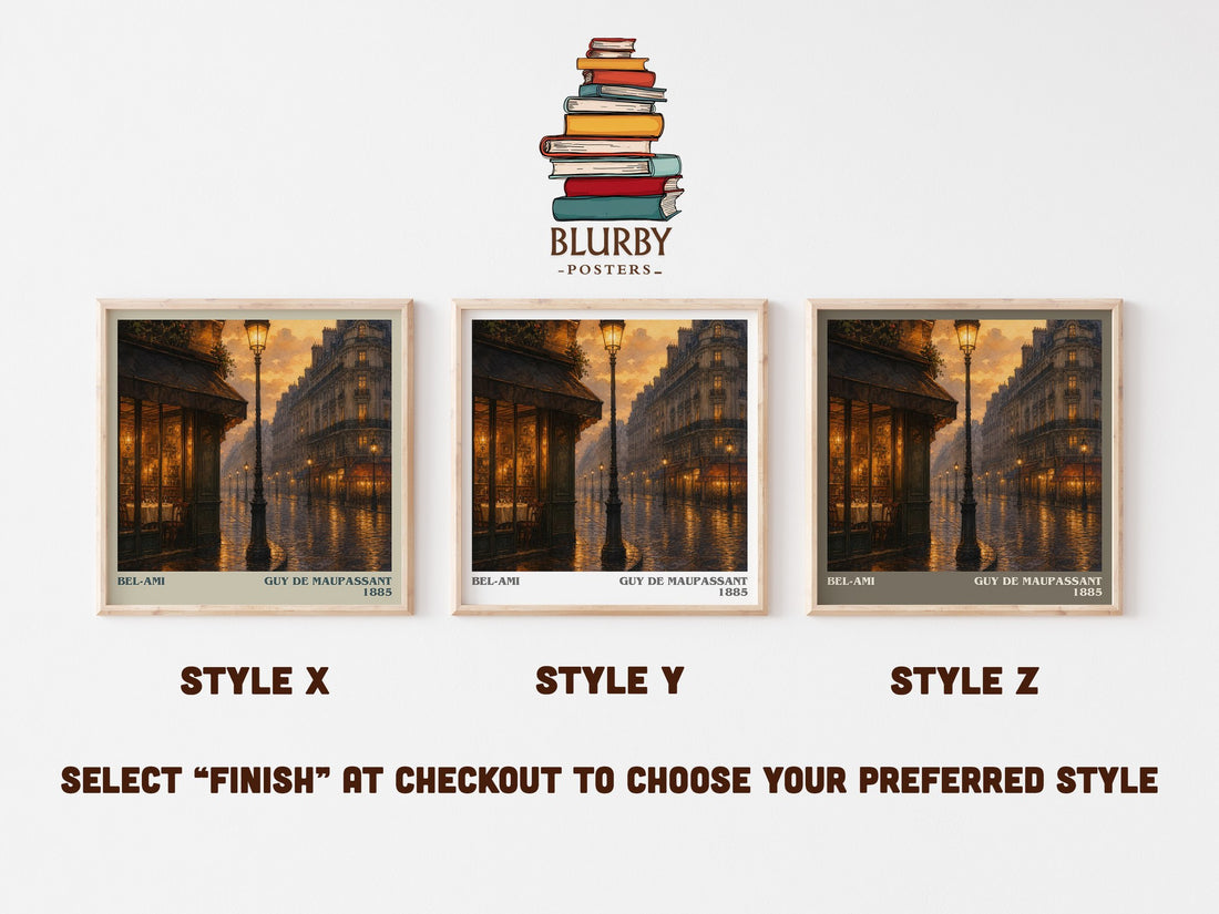 Bel-Ami literary print in frame leaning in hallway – literary fiction wall art (mockup)