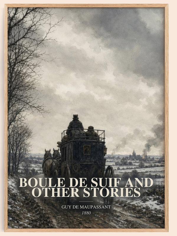 Boule de Suif and Other Stories watercolour book poster by Guy de Maupassant – framed literary art print