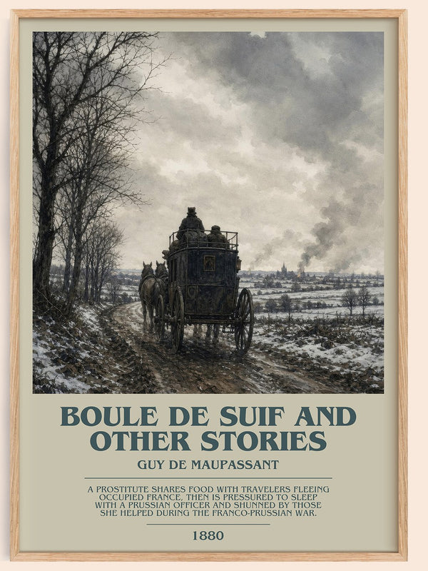 Boule de Suif and Other Stories bookish book poster by Guy de Maupassant – framed literary art print