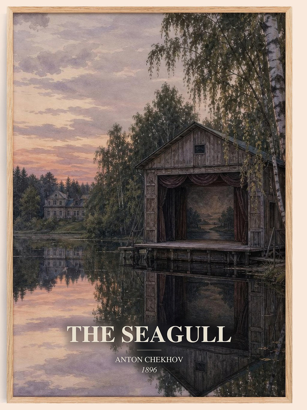 The Seagull watercolour book poster by Anton Chekhov – framed literary art print