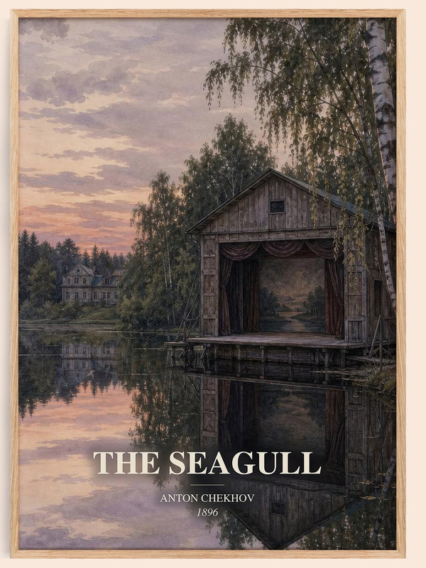 The Seagull watercolour book poster by Anton Chekhov – framed literary art print