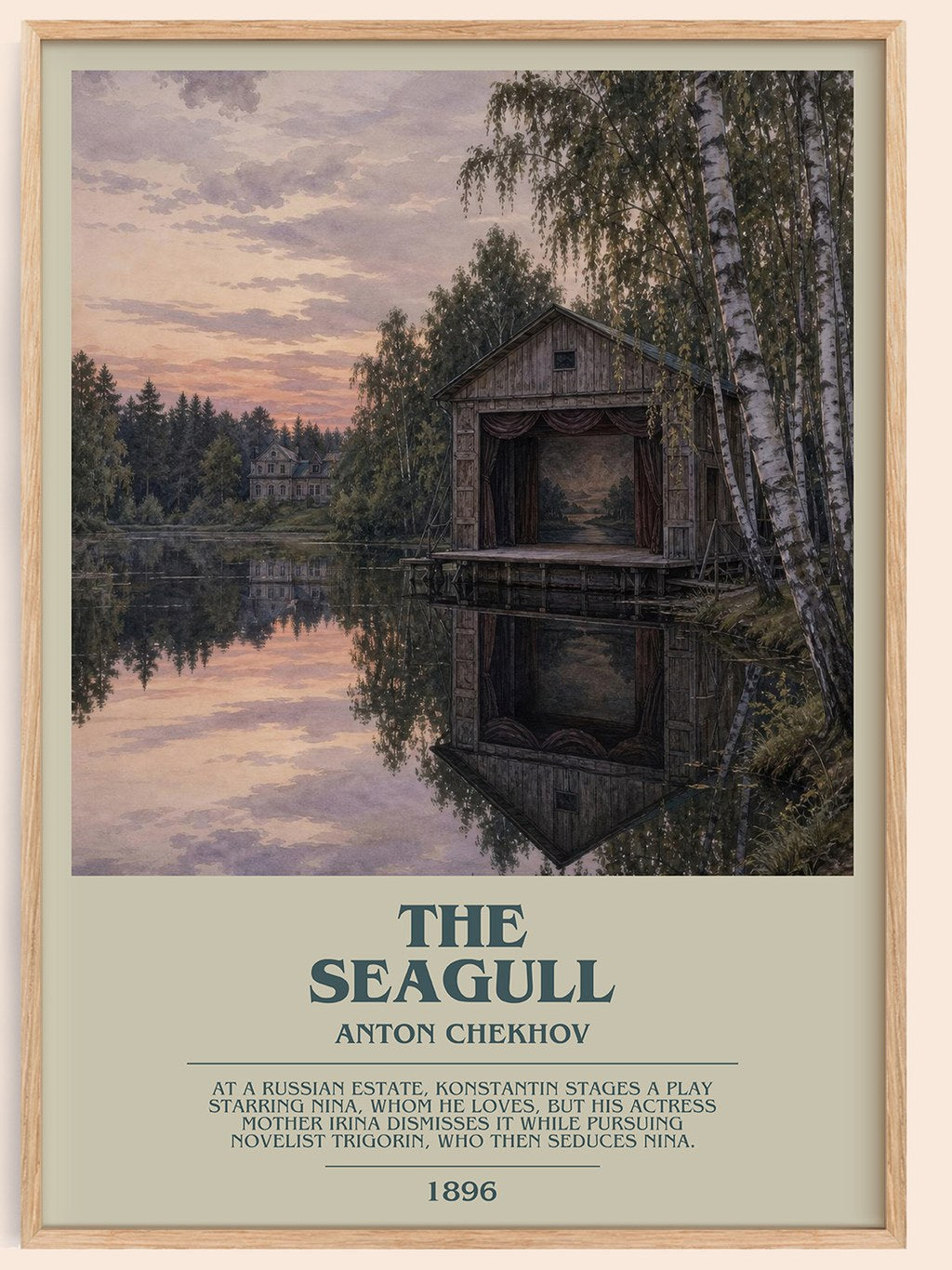 The Seagull bookish book poster by Anton Chekhov – framed literary art print
