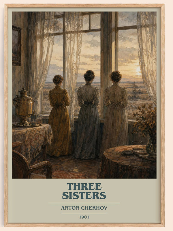 Three Sisters book cover book poster by Anton Chekhov – framed literary art print