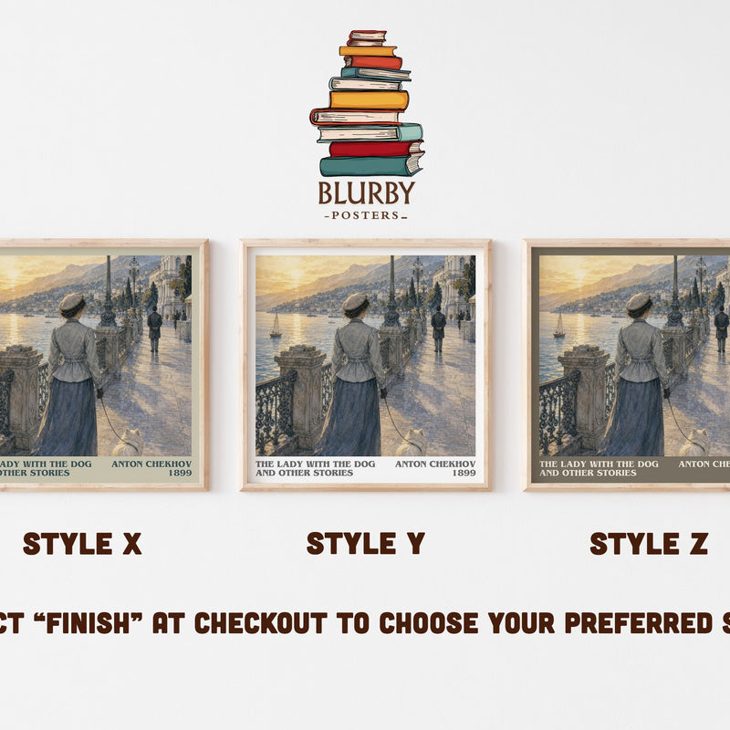 The Lady with the Dog and Other Stories literary print in frame leaning in hallway – literary fiction wall art