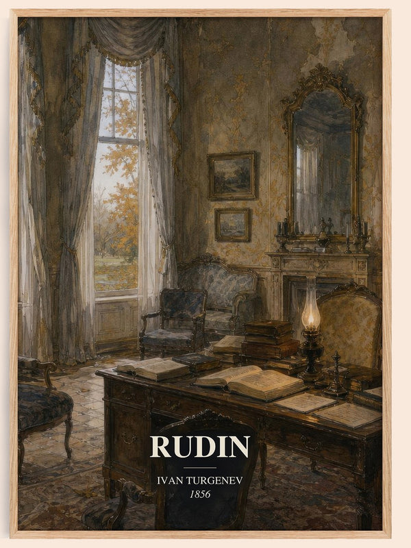 Rudin watercolour book poster by Ivan Turgenev – framed literary art print