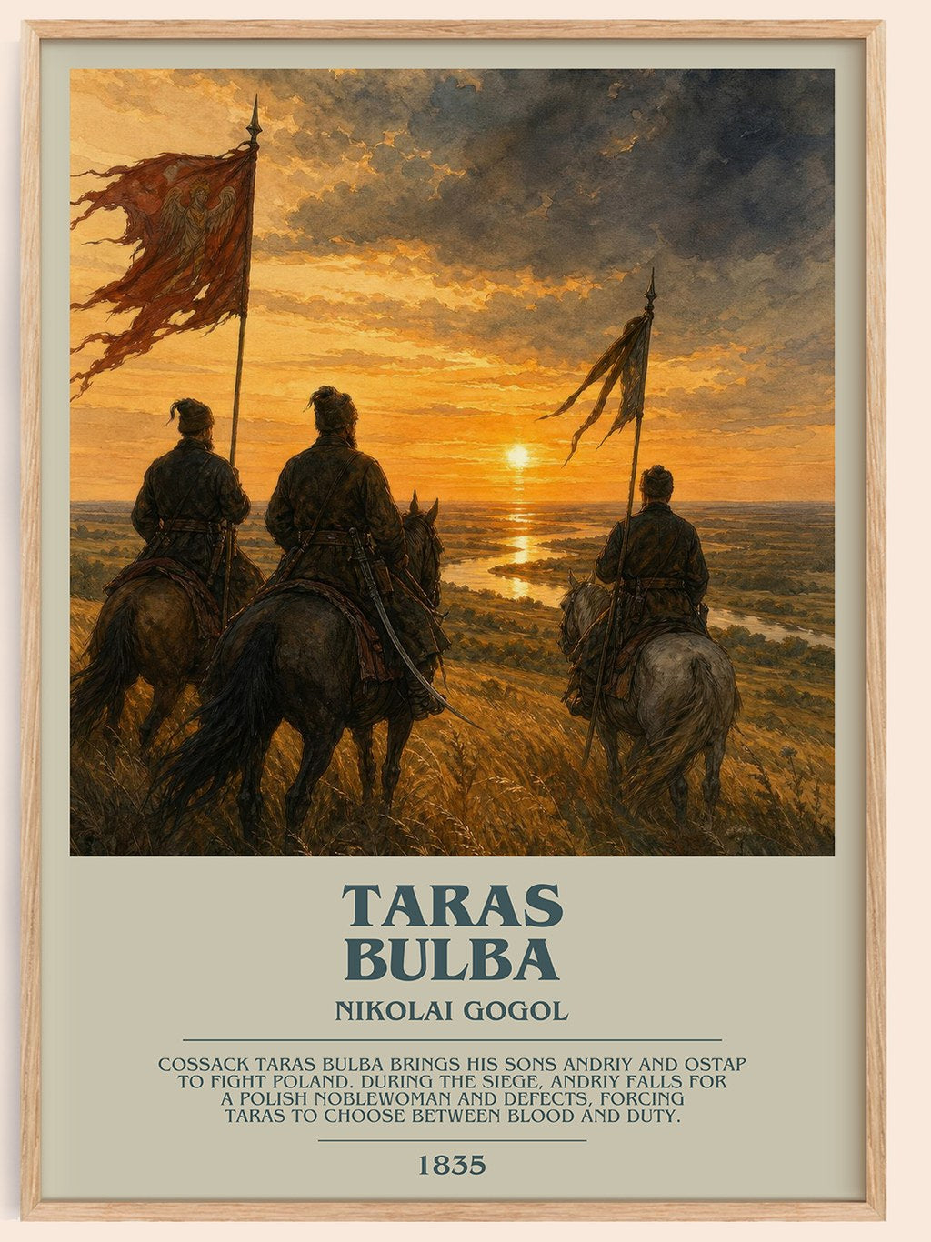 Taras Bulba bookish book poster by Nikolai Gogol – framed literary art print
