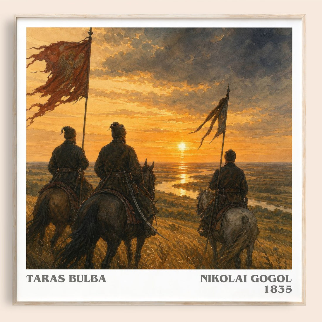 Taras Bulba literary book poster by Nikolai Gogol – framed literary art print
