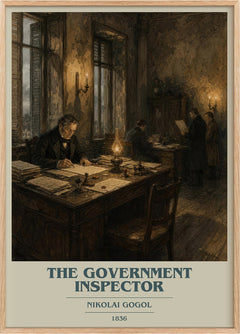 The Government Inspector Book Cover Poster by Nikolai Gogol