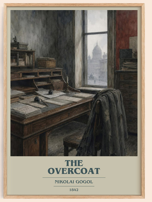 The Overcoat book cover book poster by Nikolai Gogol – framed literary art print