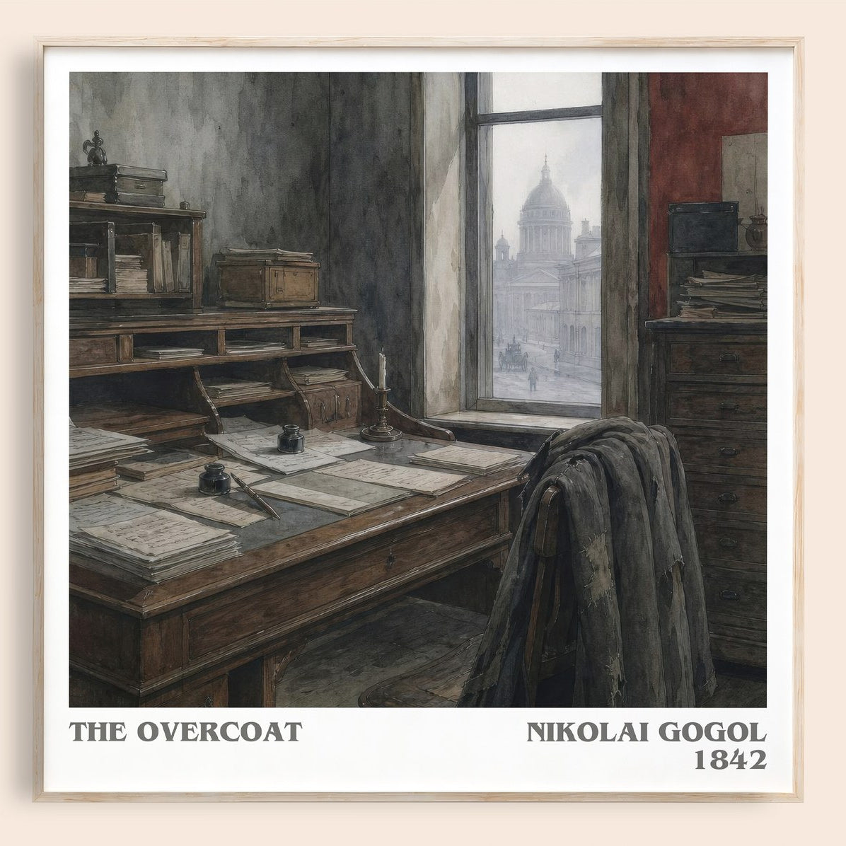 The Overcoat literary book poster by Nikolai Gogol – framed literary art print
