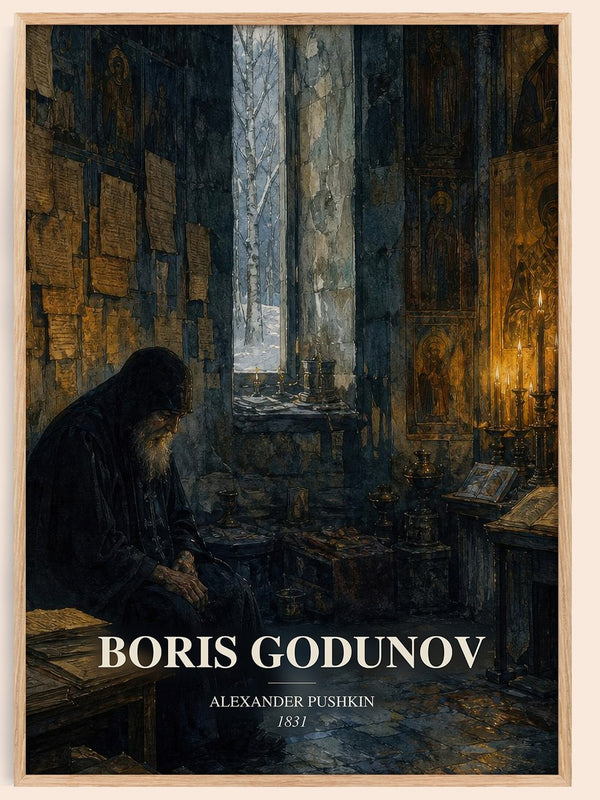 Boris Godunov watercolour book poster by Alexander Pushkin – framed literary art print