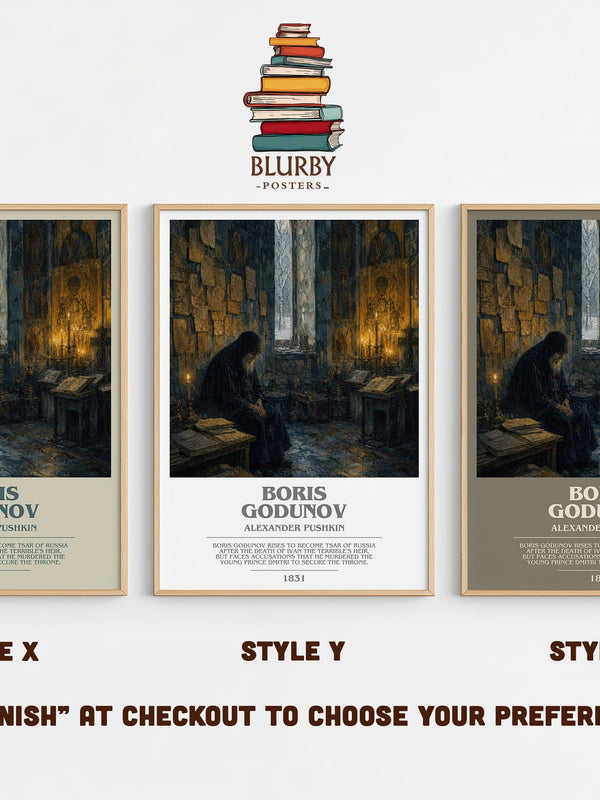 Boris Godunov bookish print in frame leaning in hallway – classic literature wall art