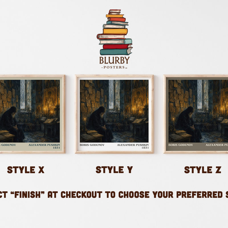 Boris Godunov literary print in frame leaning in hallway – classic literature wall art