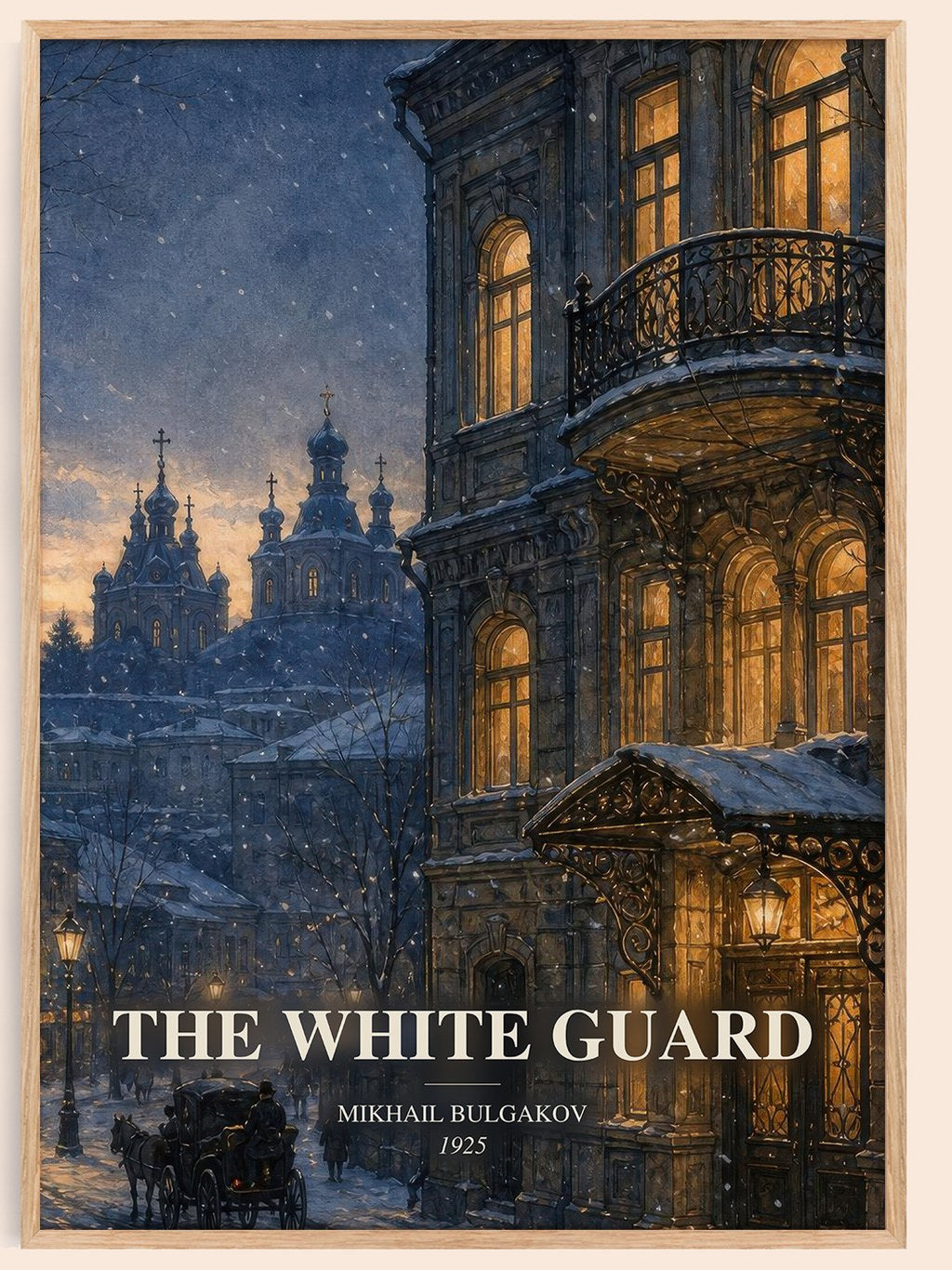 The White Guard watercolour book poster by Mikhail Bulgakov – framed literary art print