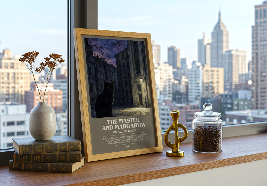 The Master and Margarita bookish print framed by window – literary home decor