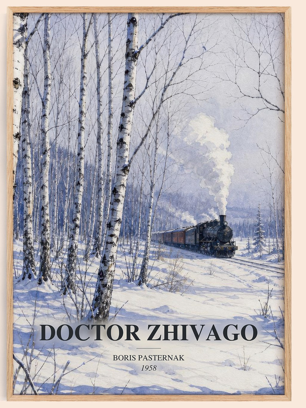 Doctor Zhivago watercolour book poster by Boris Pasternak – framed literary art print
