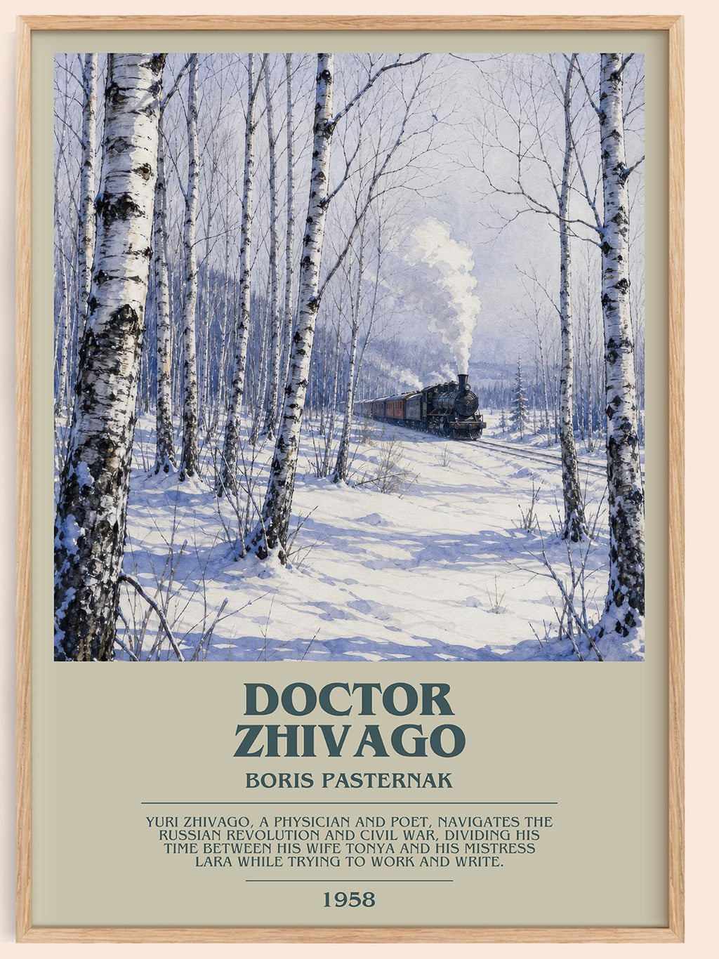 Doctor Zhivago bookish book poster by Boris Pasternak – framed literary art print