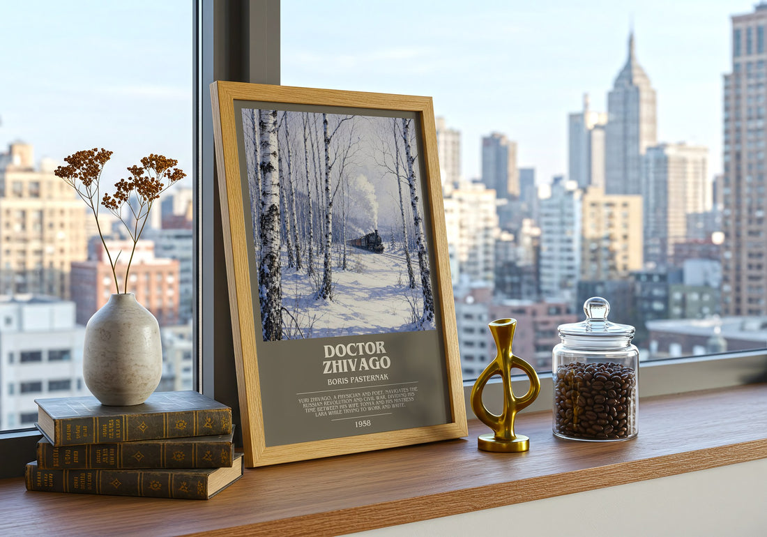 Doctor Zhivago bookish print framed by window – literary home decor