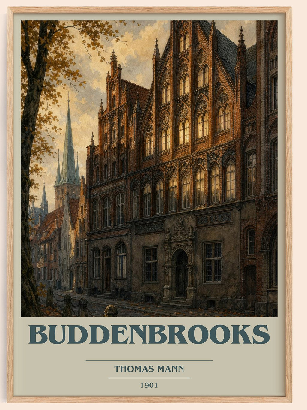 Buddenbrooks book cover book poster by Thomas Mann – framed literary art print