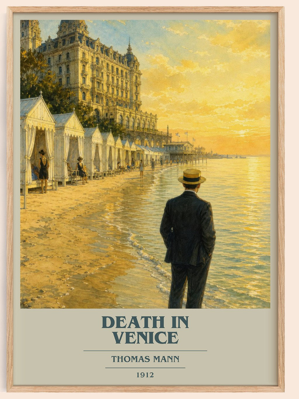 Death in Venice book cover book poster by Thomas Mann – framed literary art print