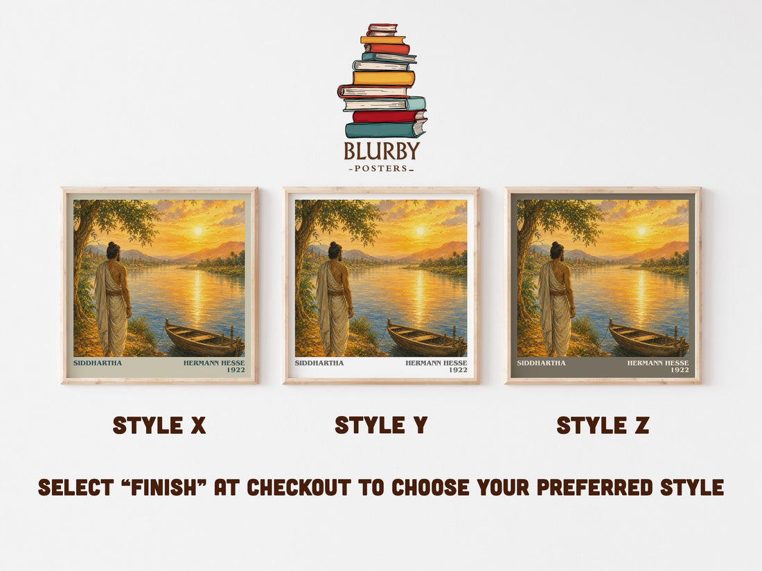 Siddhartha literary print in frame leaning in hallway – philosophy wall art (mockup)